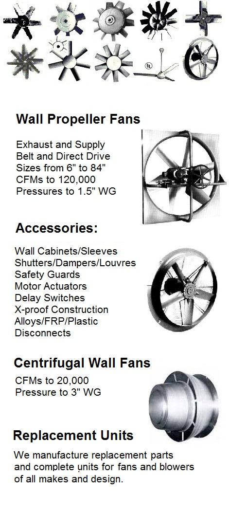 Wall fans - Stock of heavy-duty industrial oven exhauste fans, New York Blower pressure blowers, high temperature oven circulating fans and furnace blowers, combustion pressure blowers, exhaust and supply roof fans and wall ventilators, pneumatic conveying pressure blowers, vacuum blowers and fans, high temperature exhauste fans, heat ventilators and scroll cage blower fans http://www.canadablower.com/ebook/Tab%208.html